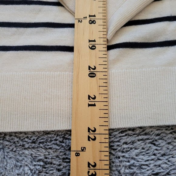 LOft Womens Sweater Small Blue White Peacock Wool Blend Sequin Stripe Boho 16163 - Picture 8 of 11